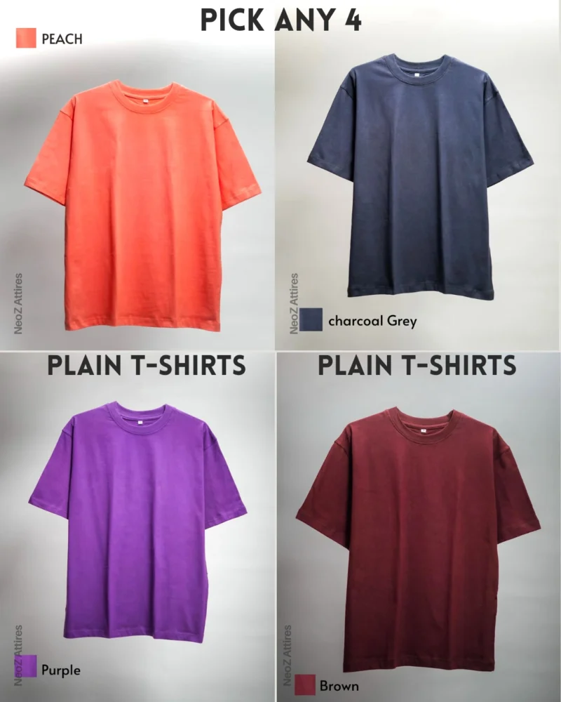 Pick Any 4 - Classic Plain T-Shirt Combo - Image 2