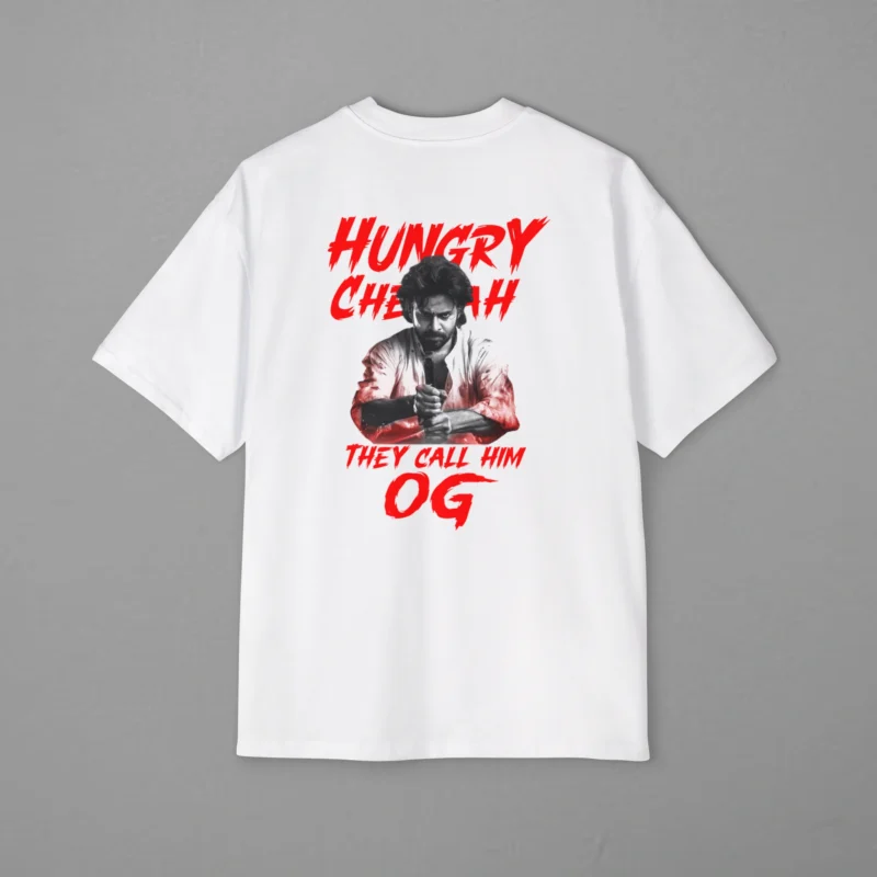 OG Hungry Cheetah Printed White Oversized T-Shirt