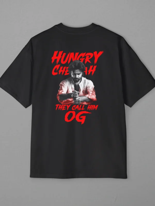 OG Hungry Cheetah Printed Black Oversized T-Shirt